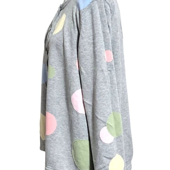 Pastel Dots Cardigan Sweater Womens 1X by CJ Banks Button Front Gray Pink Blue Y - Picture 5 of 8